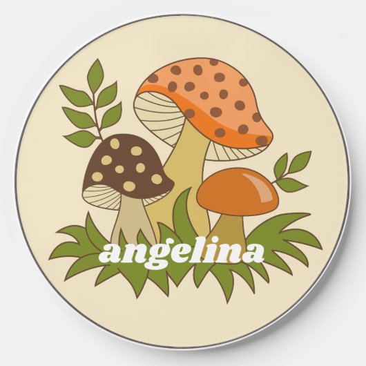 Merry Mushroom with Custom Name Wireless Charger (Front)