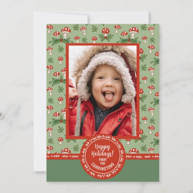 Merry Mushrooms Photo Holiday Card (Front)