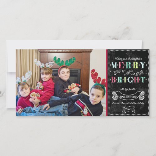 Merry n Bright Holidays Modern Photo Christmas Holiday Card