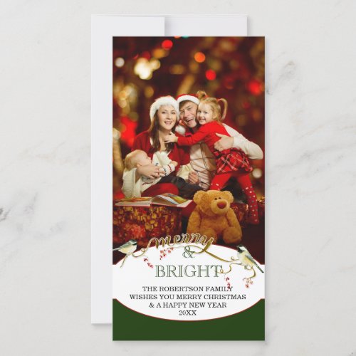 Merry n Bright Holidays Modern Photo Christmas Holiday Card