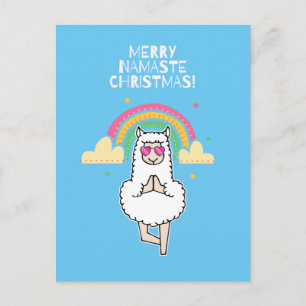 Merry Namaste Christmas Aqua Postcard
