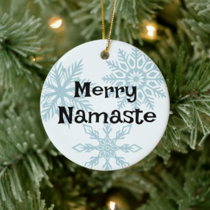 Merry Namaste Christmas Ceramic Ornament