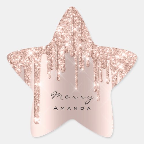 Merry Name 16th Bridal Rose Glitter Spark Stars Star Sticker