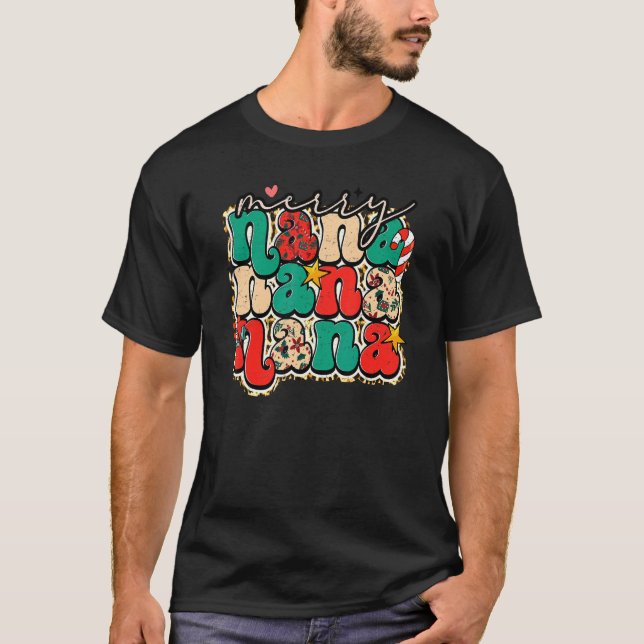 Merry Nana Leopard Family Christmas Pajamas Holida T-Shirt (Front)