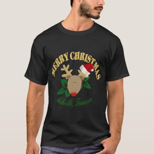 Merry Nashville Christmas Reindeer Mens T_Shirt