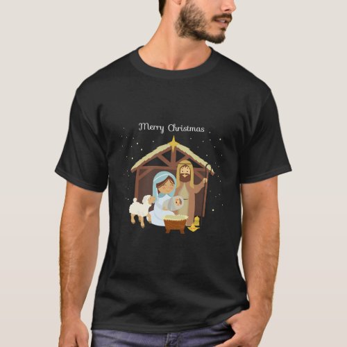 Merry Nativity Scene Christian Faith T_Shirt