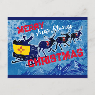 Merry New Mexico flag Christmas postcard