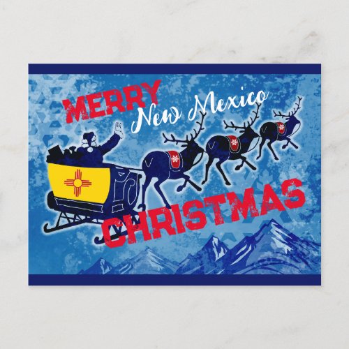 Merry New Mexico flag Christmas postcard