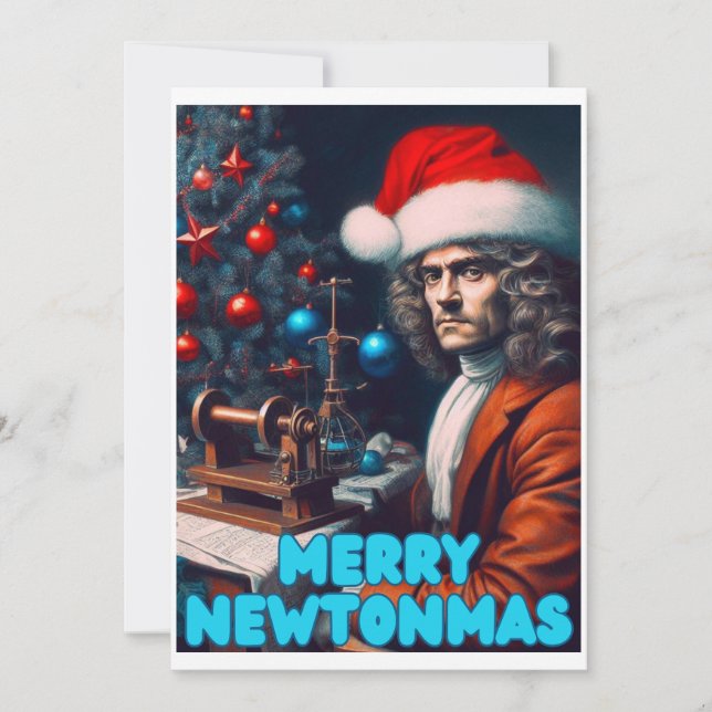 Merry Newtonmas Sir Isaac Newton Holiday Card (Front)