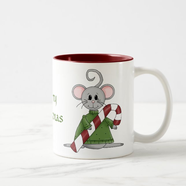 Merry Night Before Christmas Mouse Two-Tone Coffee Mug (Right)