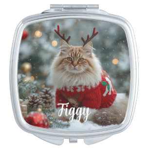Merry Norwegian Forest Cat Christmas Personalized Compact Mirror