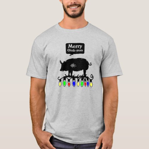 Merry Oink_Mas_ Black T_Shirt