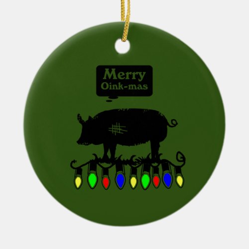 Merry Oink Mas Ceramic Ornament