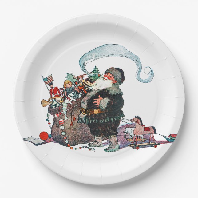 Merry Old Christmas Elf, Jessie Willcox Smith Paper Plates (Front)