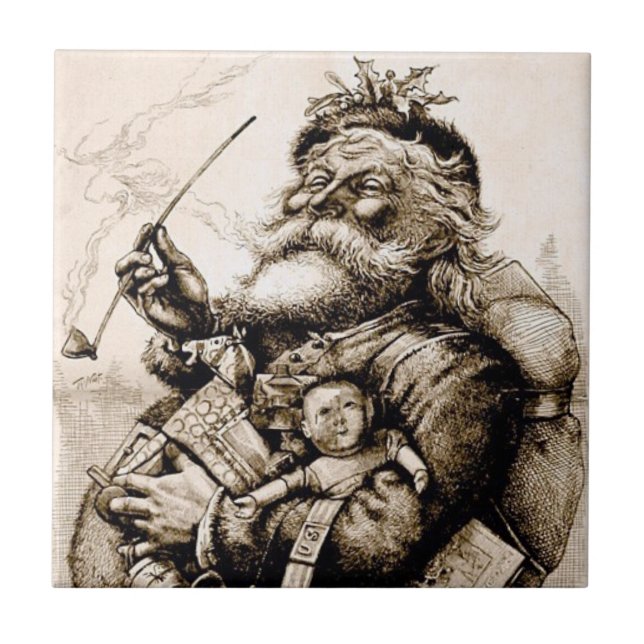 Merry Old Santa Claus Ceramic Tile (Front)