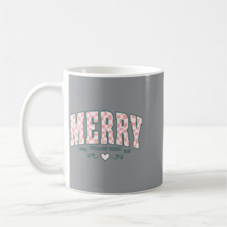 Merry Oncology Nurse Checkered College Christmas Coffee Mug