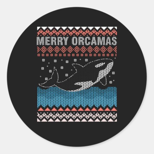Merry Orca Whale Ugly As And Classic Round Sticker