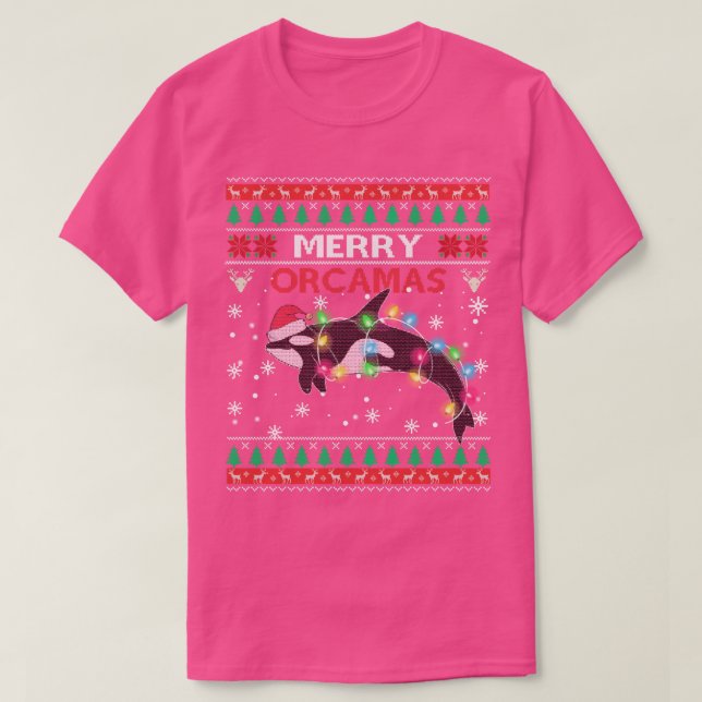 Merry Orcamas Santa Claus Killer Whale Fan Ugly Xm T-Shirt (Design Front)