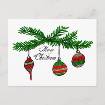 Merry Ornaments Holiday Postcard by robyriker at Zazzle