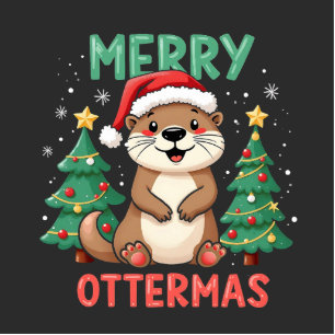 Merry Ottermas Funny Otter Animal Christmas Lovers Cutout