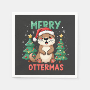 Merry Ottermas Funny Otter Animal Christmas Lovers Napkins