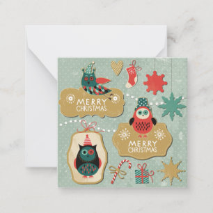 Merry Owl Christmas Note Card