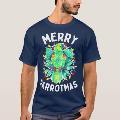 Merry Parrotmas  Amazon Parrot Funny Bird Holiday  T_Shirt