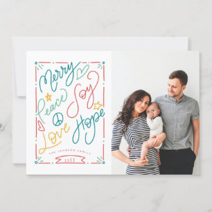 Merry Peace Joy Love Hope Handdrawn Bright Holiday