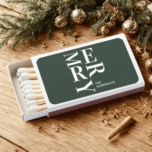 Merry Personalized Modern Holiday Matchboxes