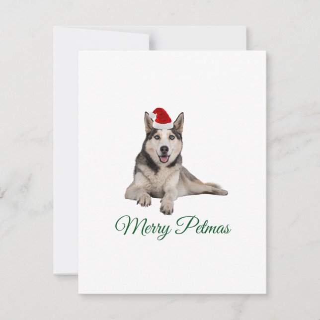 Merry Petmas husky holiday Christmas card (Front)