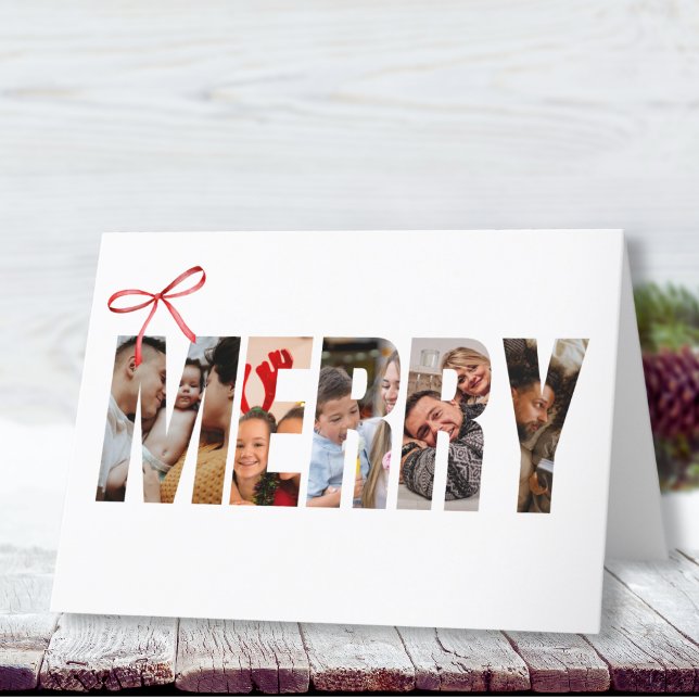 Merry Photo Collage Christmas  Holiday Card ("Merry" Photo Collage Christmas Holiday Card, where each letter contains a photo of your choice)