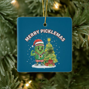  Merry Picklemas Funny Pickleball Champion   Ceramic Ornament