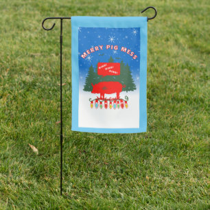Merry Pig Mess B Garden Flag