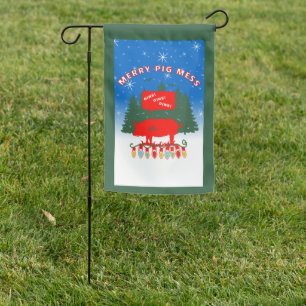Merry Pig Mess G Garden Flag