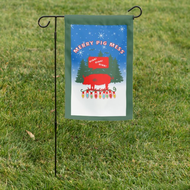Merry Pig Mess G Garden Flag (In SItu)