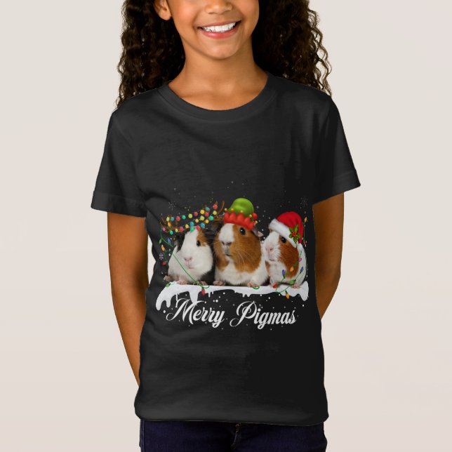 Merry Pigmas 2022 Funny Christmas Tree Xmas light  T-Shirt (Front)