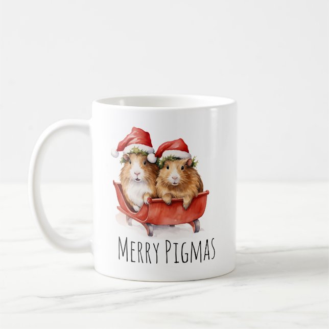 Merry Pigmas Christmas Guinea Pig Coffee Mug (Left)