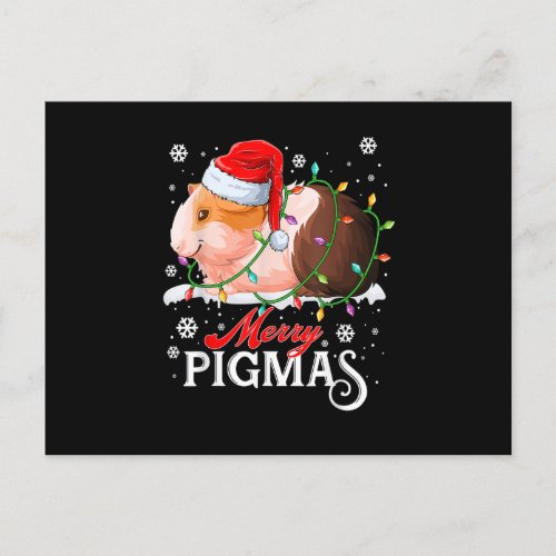 Merry Pigmas Christmas Light Funny Guinea Pig Love Postcard