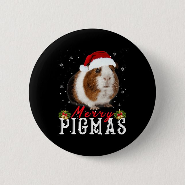 Merry Pigmas Face Mask Fun Guinea Pig Christmas Sa Button (Front)