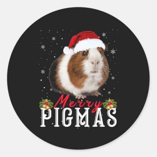 Merry Pigmas Face Mask Fun Guinea Pig Christmas Sa Classic Round Sticker