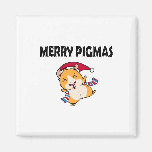 Merry Pigmas Face Mask Funny Guinea Pig Christmas  Magnet (Front)