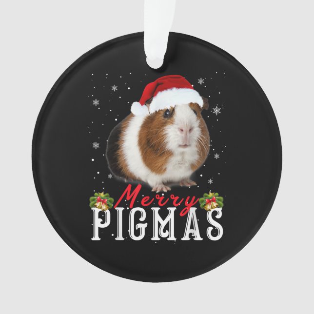 Merry Pigmas Face Mask Funny Guinea Pig Christmas Ornament (Front)