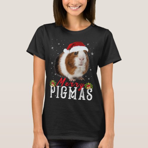 Merry Pigmas Face Mask Funny Guinea Pig Christmas  T_Shirt