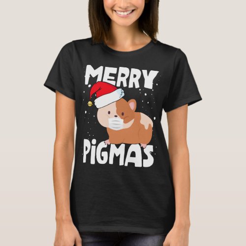 Merry Pigmas Face Mask Funny Guinea Pig Christmas T_Shirt