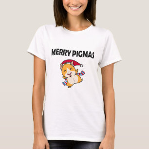 Merry Pigmas Face Mask Funny Guinea Pig Christmas T-Shirt