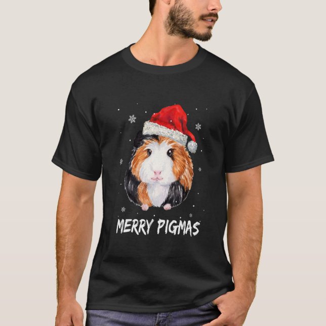 Merry Pigmas Face Mask Guinea Pig Christmas santa  T-Shirt (Front)