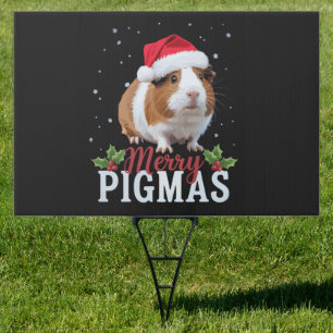 Merry Pigmas Funny Guinea Pig Christmas Santa Xmas Sign