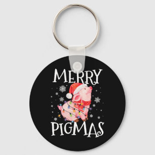 Merry Pigmas Funny Pig Christmas Lights Tree Xmas  Keychain
