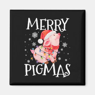 Merry Pigmas Funny Pig Christmas Lights Tree Xmas Magnet