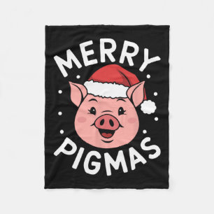 Merry Pigmas Funny Pig Christmas Santa Pig Xmas Fa Fleece Blanket